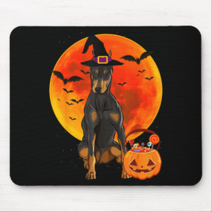 Dog Halloween Doberman Pinscher Jack O Lantern Mouse Pad