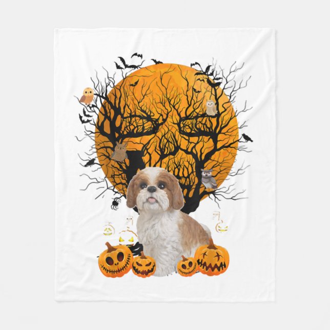 Dog Halloween Fleece Blanket (Front)