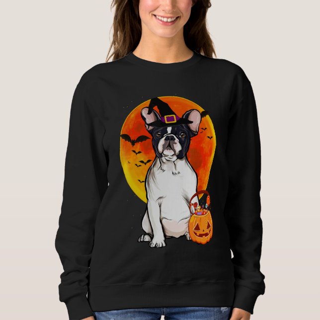 Dog Halloween French Bulldog Jack O Lantern Pumpki Sweatshirt (Front)