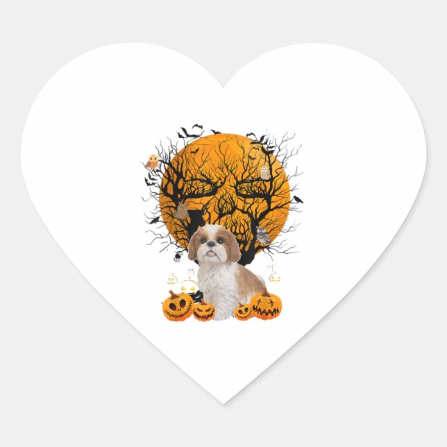Dog Halloween Heart Sticker (Front)
