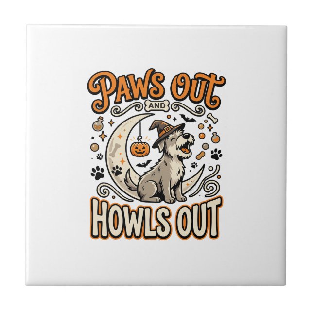 Dog Halloween Howl Party Ceramic Tile (Front)