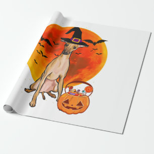 Dog Halloween Italian Greyhound Jack O Lantern Wrapping Paper