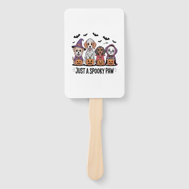 Dog Halloween Just a Spooky Paw 2 Hand Fan (Front)