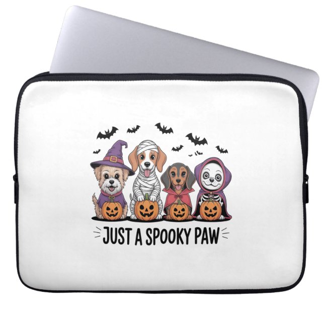 Dog Halloween Just a Spooky Paw Laptop Sleeve (Front)