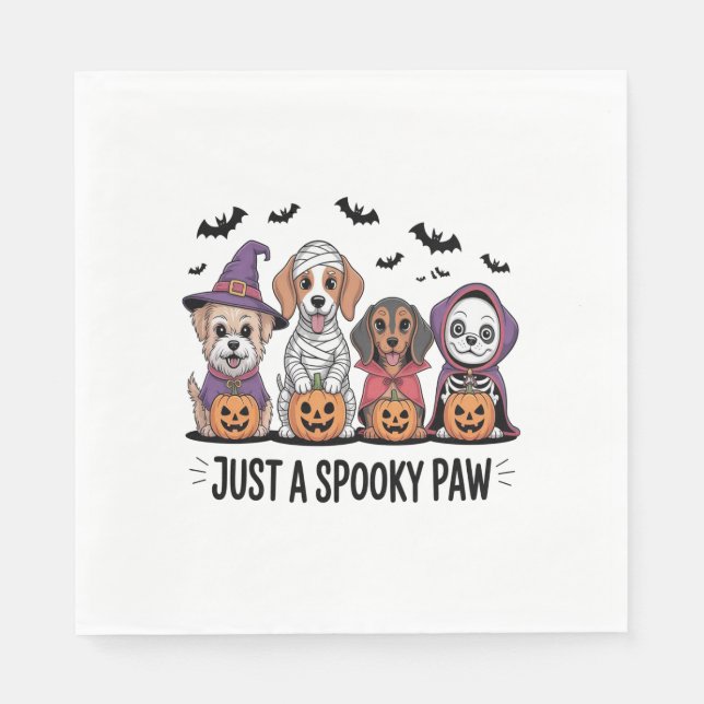 Dog Halloween Just a Spooky Paw Napkin (Front)