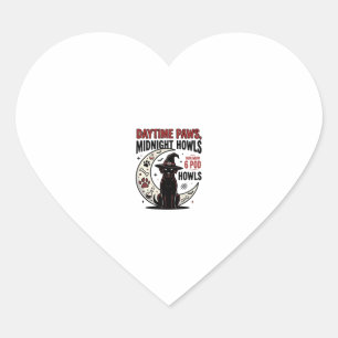 Dog Halloween Midnight Howls Heart Sticker