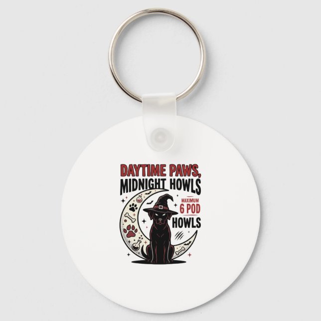 Dog Halloween Midnight Howls Key Ring (Front)
