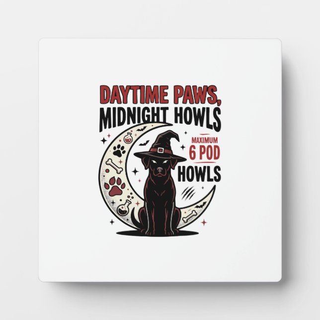 Dog Halloween Midnight Howls Plaque (Front)