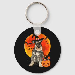 Dog Halloween Miniature Schnauzer Jack O Lantern Key Ring