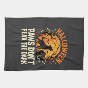 Dog Halloween Moon Paws Tea Towel