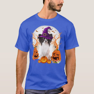 Dog Halloween Papillon Dog Jack O Lantern Pumpkin T-Shirt