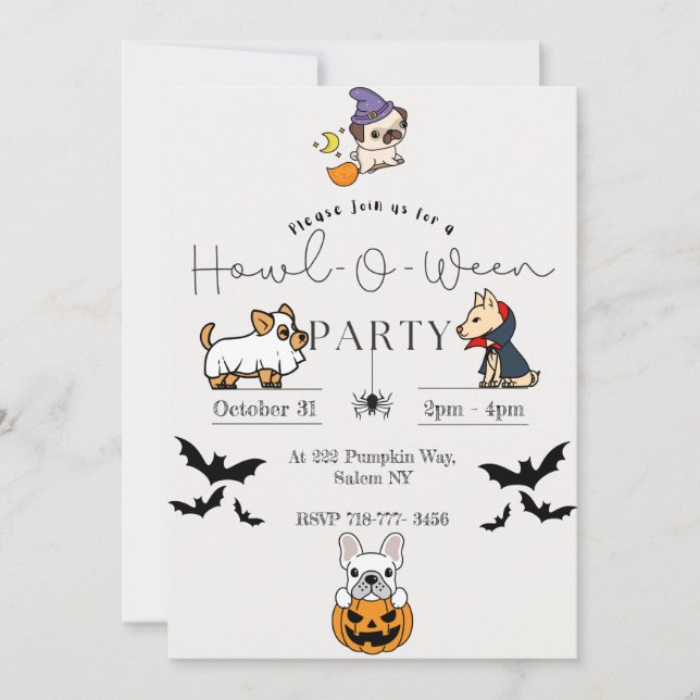 Dog Halloween Party Invitations (Front)