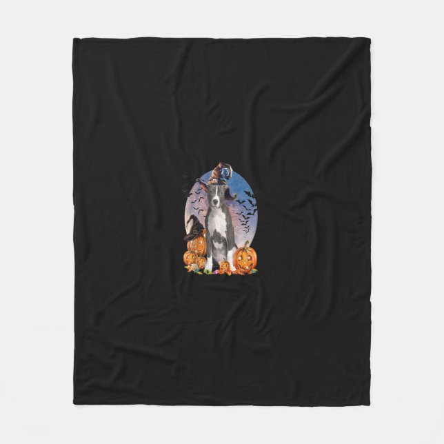 Dog Halloween Pitbull Jack O Lantern Pumpkin Tank  Fleece Blanket (Front)