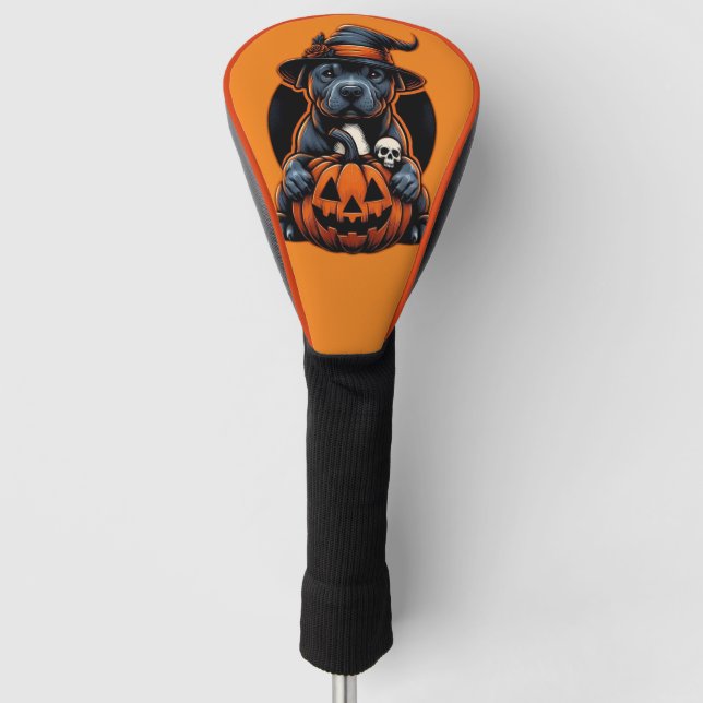 Dog Halloween - Pitbull Witch Golf Head Cover (Front)