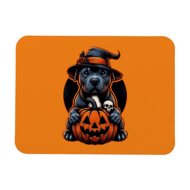 Dog Halloween - Pitbull Witch Magnet (Horizontal)