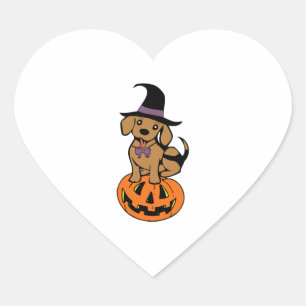 dog halloween pumpkin face heart sticker