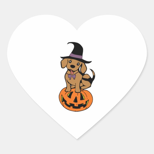dog halloween pumpkin face heart sticker (Front)