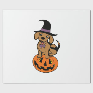 dog halloween pumpkin face wrapping paper