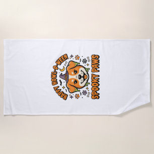 Dog Halloween Spooky Paws Beach Towel