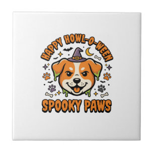 Dog Halloween Spooky Paws Ceramic Tile