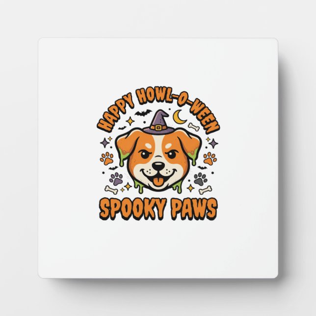 Dog Halloween Spooky Paws Plaque (Front)