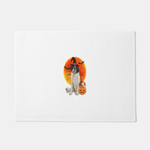Dog Halloween St. Bernard Jack O Lantern Pumpkin Doormat