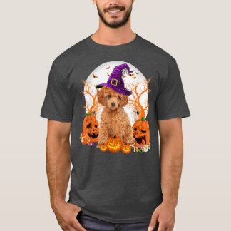 Dog Halloween Toy Poodle Dog Jack O Lantern Pumpki T-Shirt