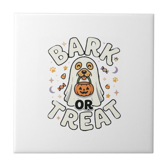 Dog Halloween Treat Squad Ceramic Tile (Front)