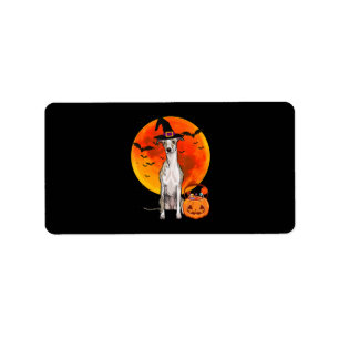Dog Halloween Whippet Jack O Lantern Pumpkin T-Shi Label