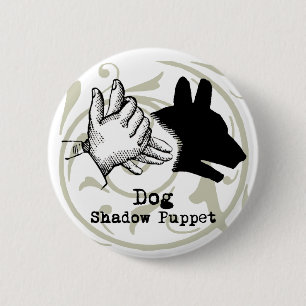 Dog Hand Puppet Shadow Games Vintage 6 Cm Round Badge