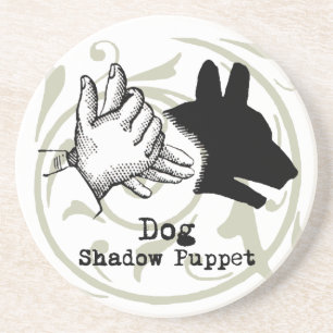 Dog Hand Puppet Shadow Games Vintage Coaster
