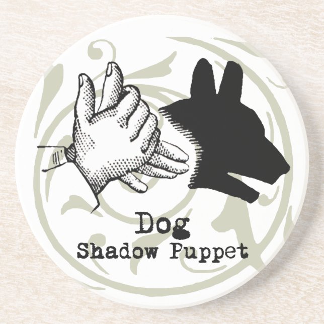 Dog Hand Puppet Shadow Games Vintage Coaster (Front)