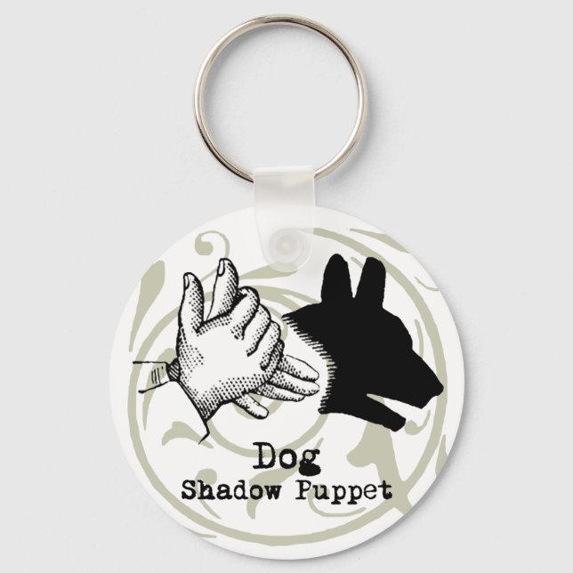 Dog Hand Puppet Shadow Games Vintage Key Ring (Front)