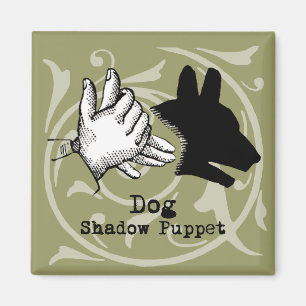 Dog Hand Puppet Shadow Games Vintage Magnet