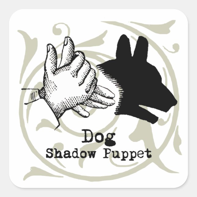Dog Hand Puppet Shadow Games Vintage Square Sticker (Front)