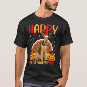 Dog Happy Airedale Terrier Hellothanksmas T-Shirt