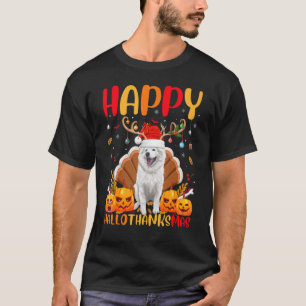 Dog Happy American Eskimo Dog Hellothanksmas T-Shirt