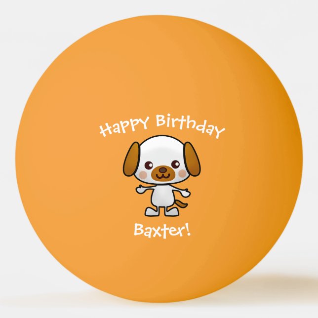 Dog Happy Birthday Custom Name Gift Ping Pong Ball (Front)