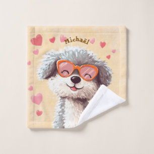 Dog Happy Valentine's Day Heart Kids School Wash Cloth