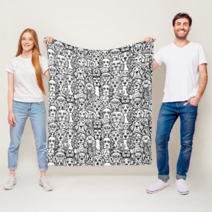 Dog Head Pattern Fleece Blanket