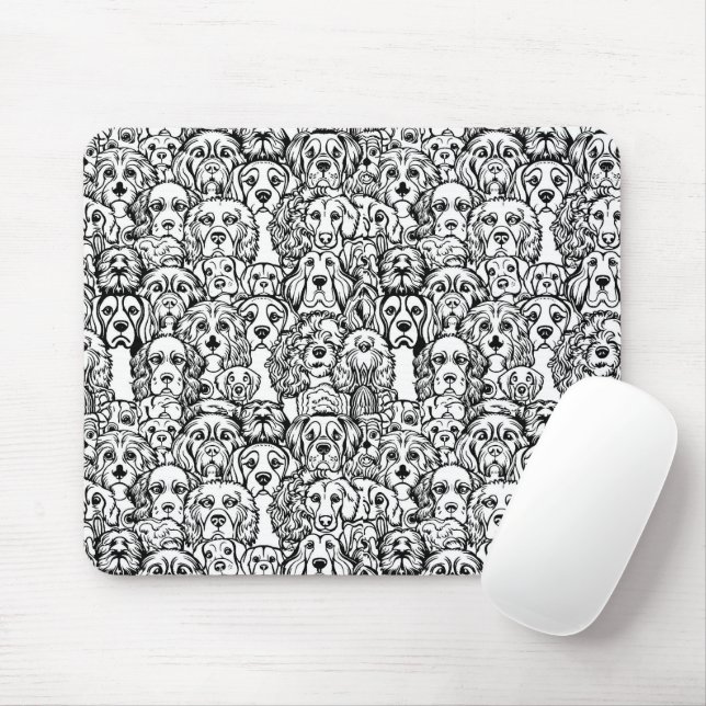 Dog Head Pattern Mouse Pad (With Mouse)
