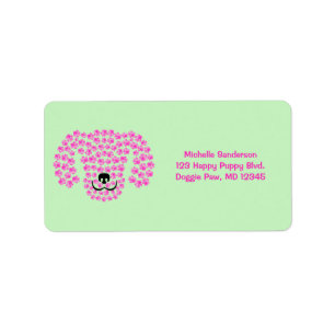 Dog Head Pawprints / Hot Pink & Pastel Green / Label