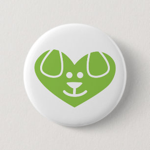 Dog Heart Green Button