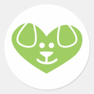 Dog Heart Green Sticker