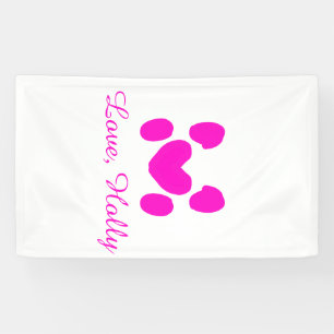 Dog heart paw pink pet add name text animal cat na banner