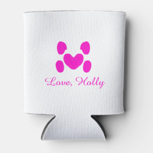 Dog heart paw pink pet add name text animal cat na can cooler