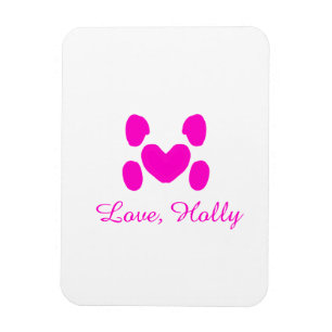 Dog heart paw pink pet add name text animal cat na magnet