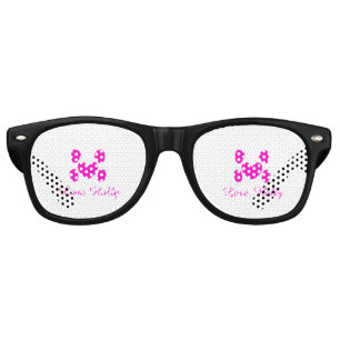 Dog heart paw pink pet add name text animal cat na retro sunglasses