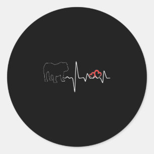 Dog Heartbeat Love For Dogs Lover Bulldog Classic Round Sticker