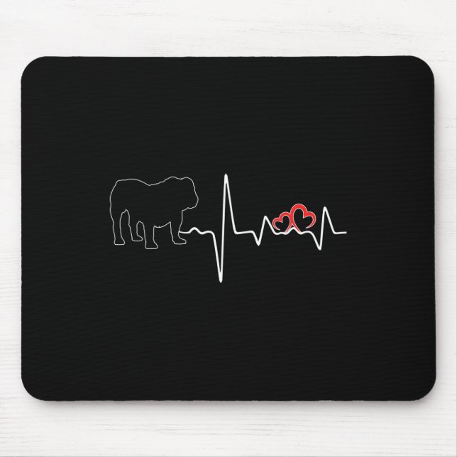 Dog Heartbeat Love For Dogs Lover Bulldog  Mouse Pad (Front)
